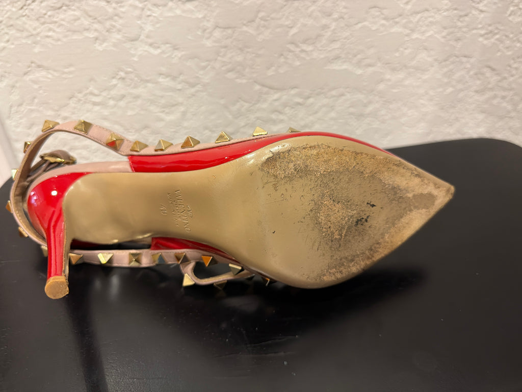 Valentino Garavani Patent Leather Studded Heels - size 40