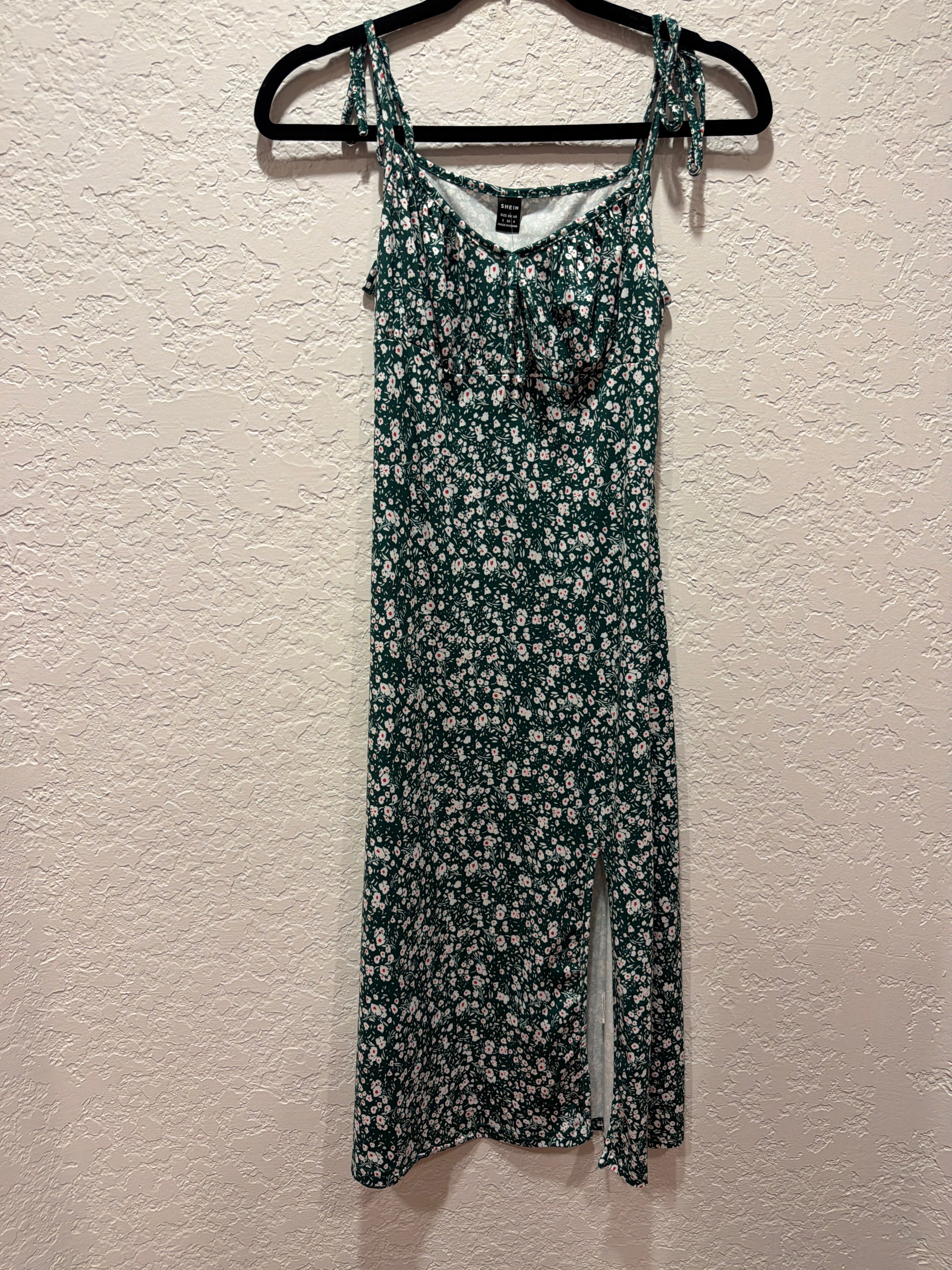 SHEIN Tie Strap Slit Midi Dress Size Small