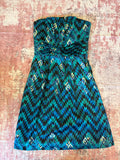 Gianni Bini Aztec Silk Strapless Dress - size 0