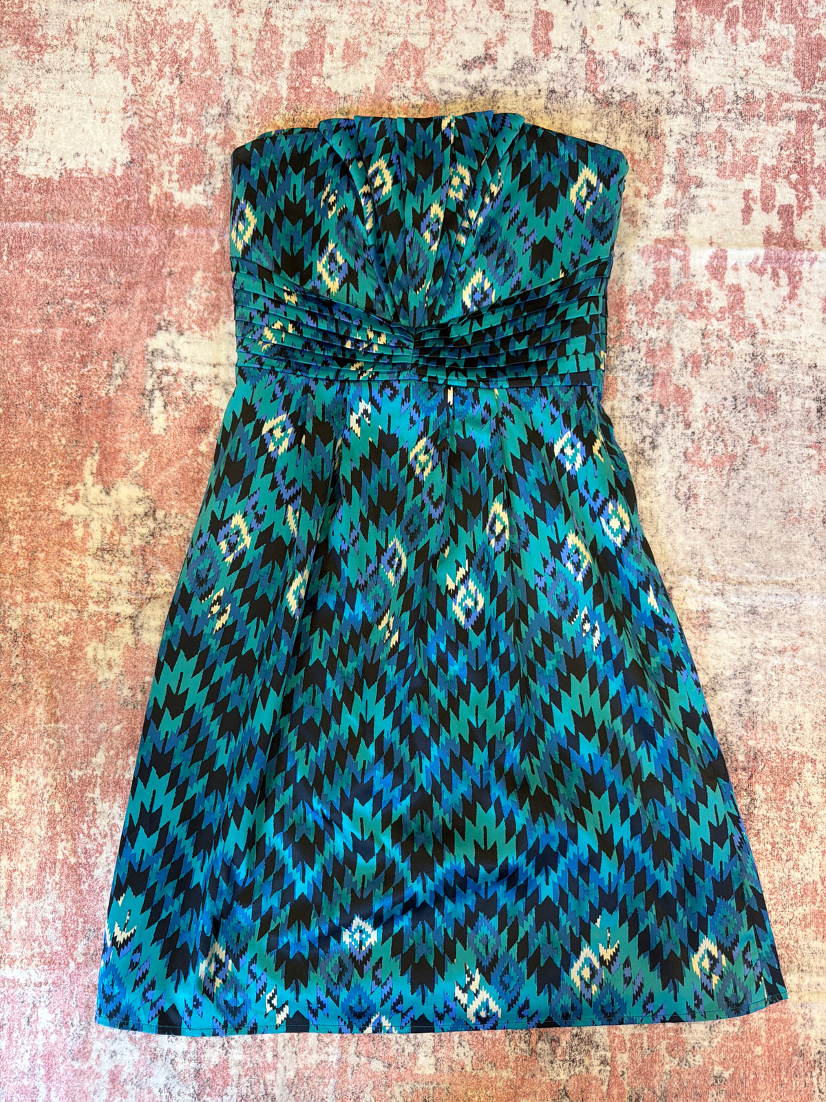 Gianni Bini Aztec Silk Strapless Dress - size 0
