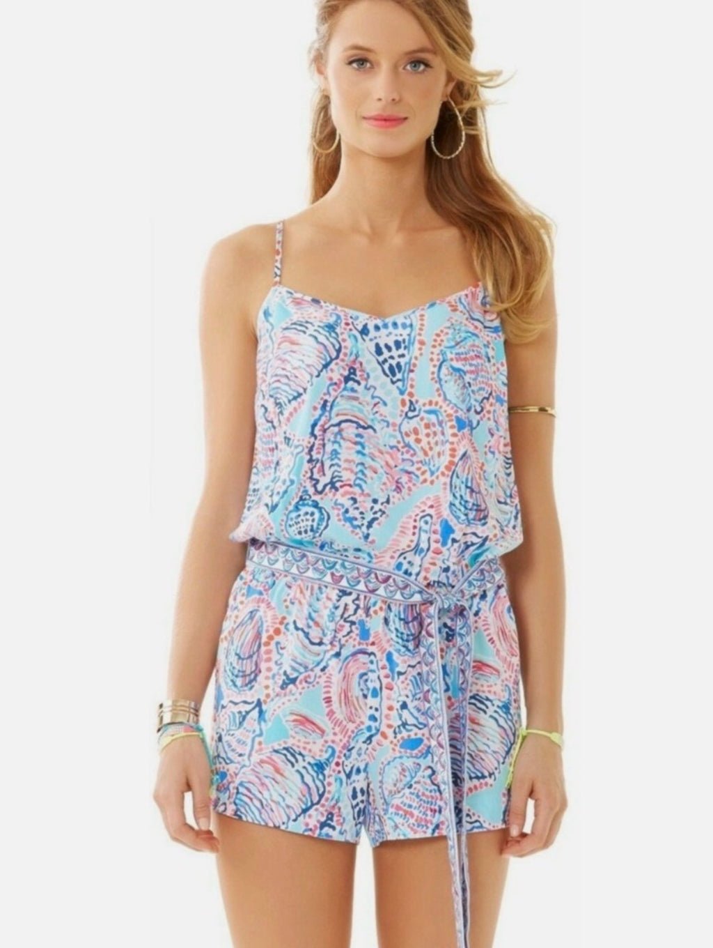 Lilly Pulitzer “Shell Me About It”Romper with tie Size Medium