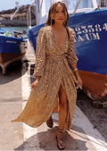 Billabong Nine Lives Maxi Dress Size Large Leopard Print