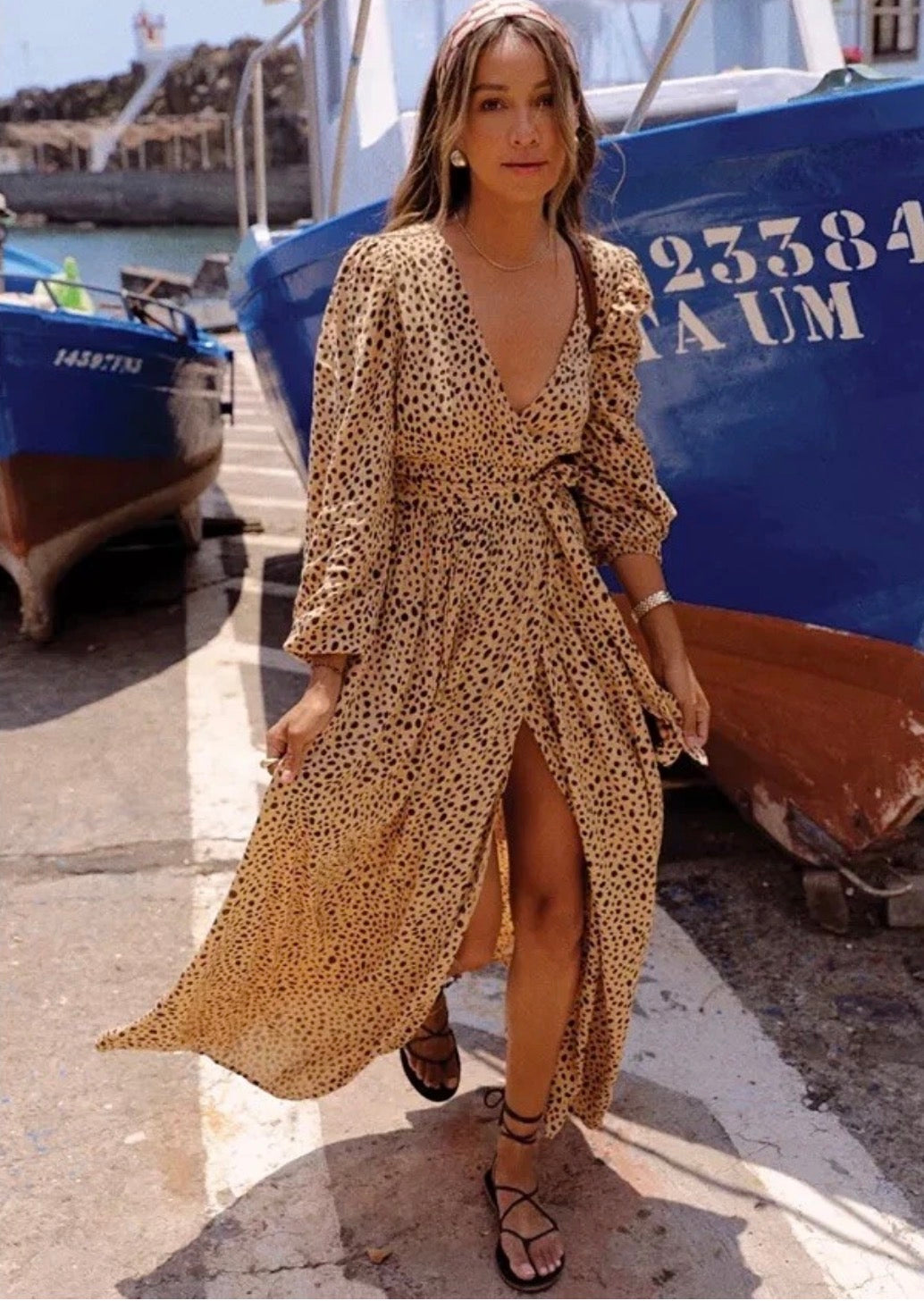 Billabong Nine Lives Maxi Dress Size Large Leopard Print