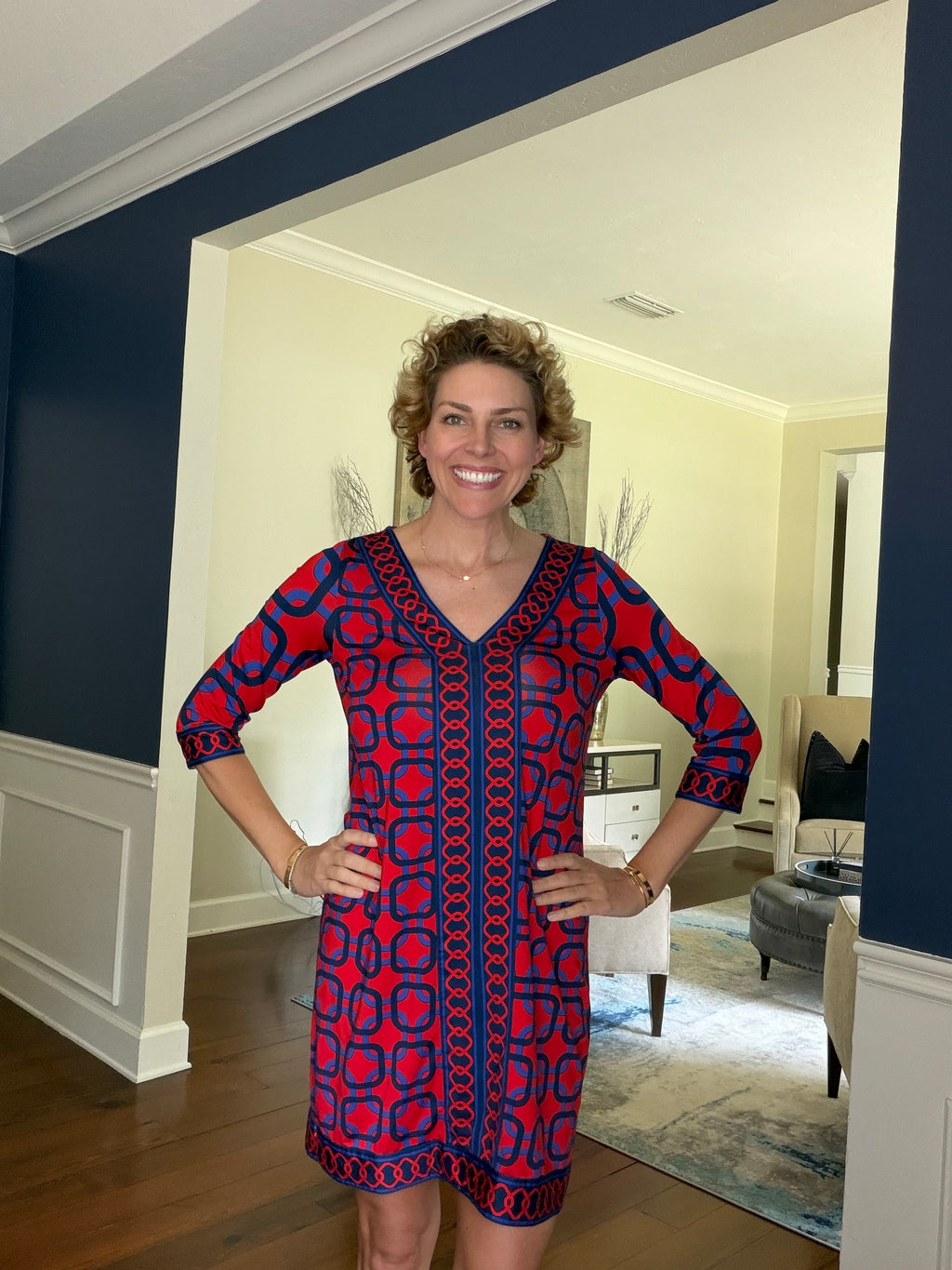 Mudpie 3/4 length pattern dress Size Small (4/6)