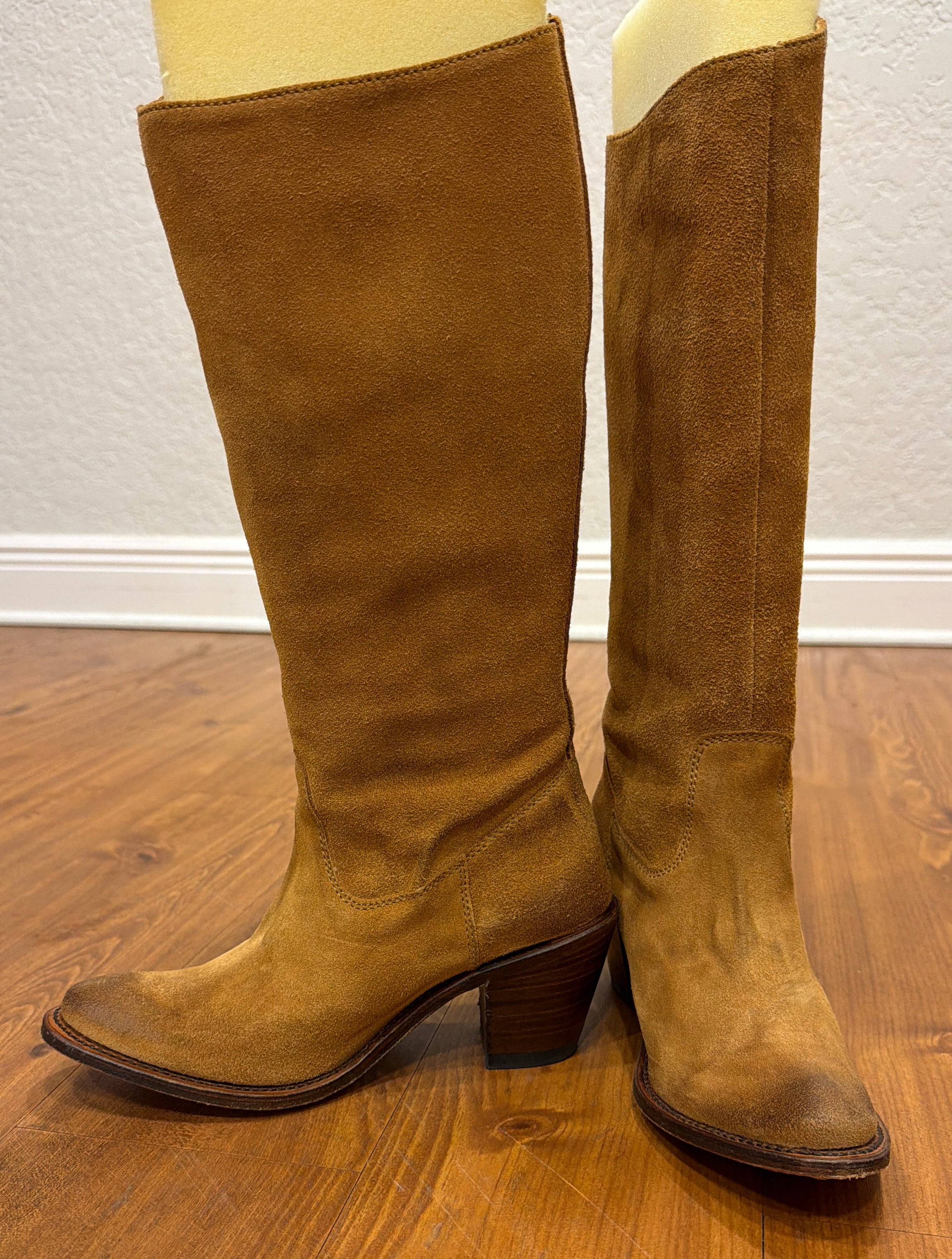 Frye tall suede boots (tan) - size 7