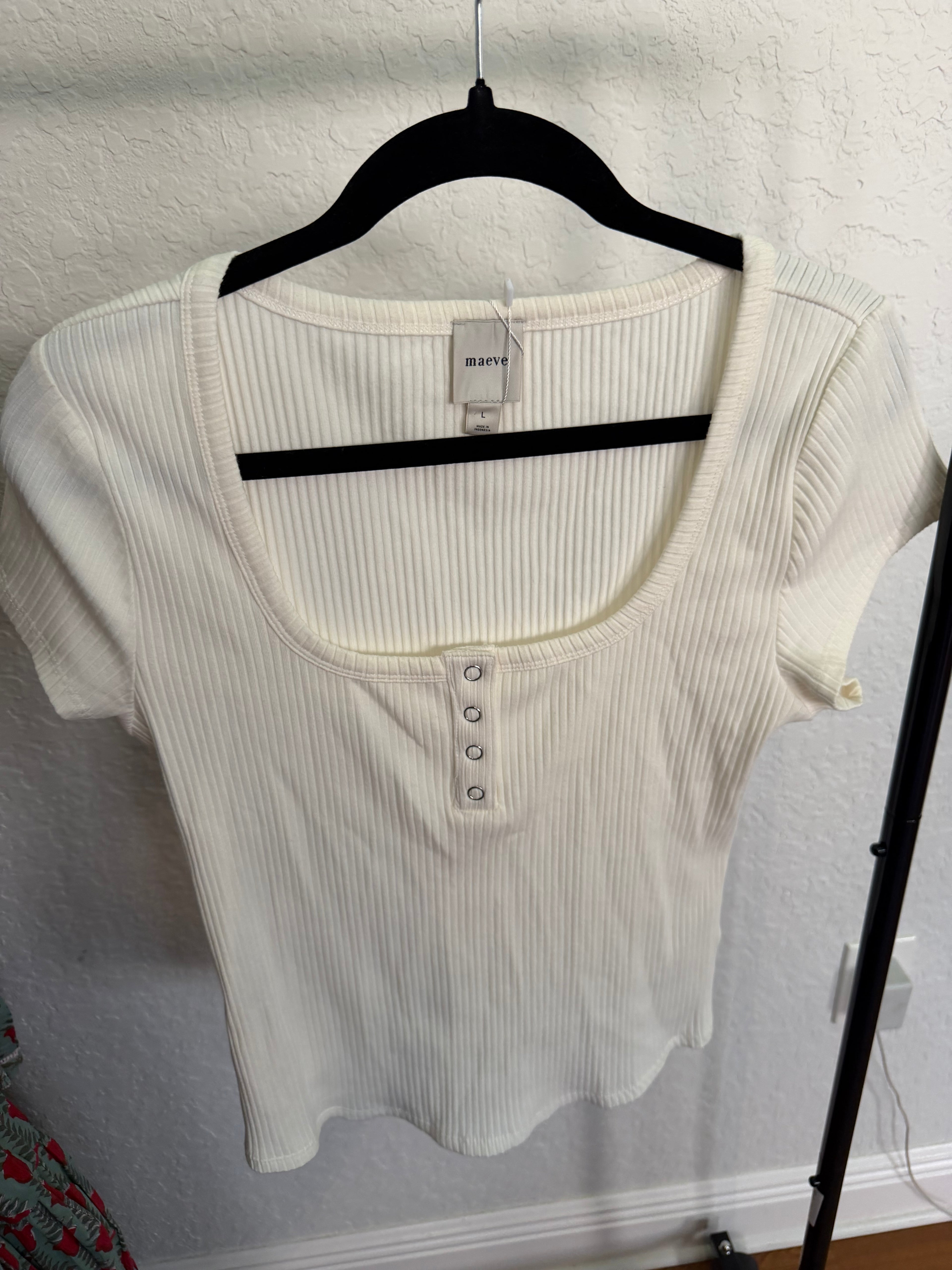 Anthropologie Maeve Ribbed Tee Shirt - size large