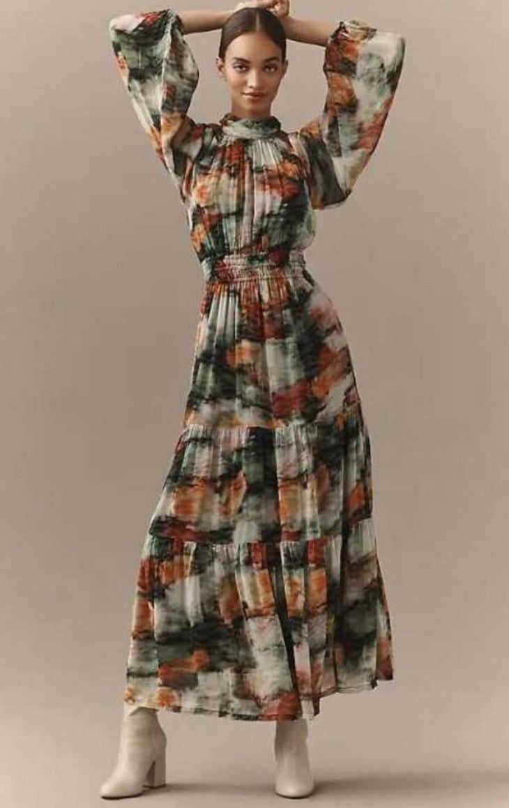 Anthropologie Long Sleeve Maxi- size XS