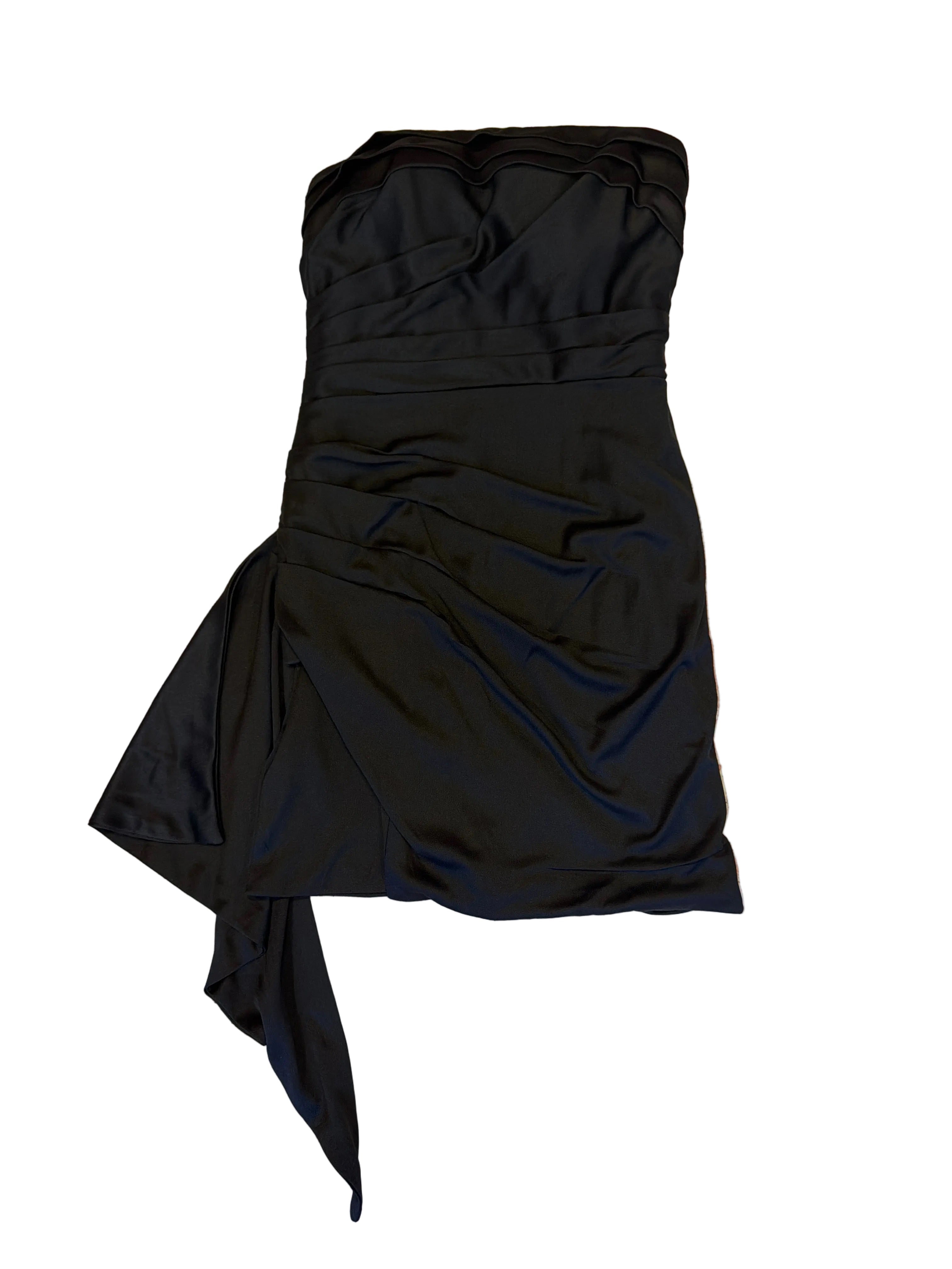 Strapless Satin Ruched Mini Dress - size 2