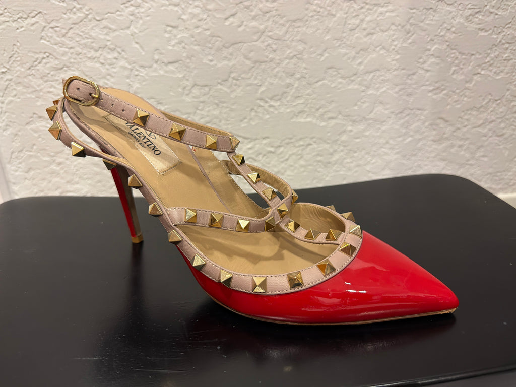 Valentino Garavani Patent Leather Studded Heels - size 40