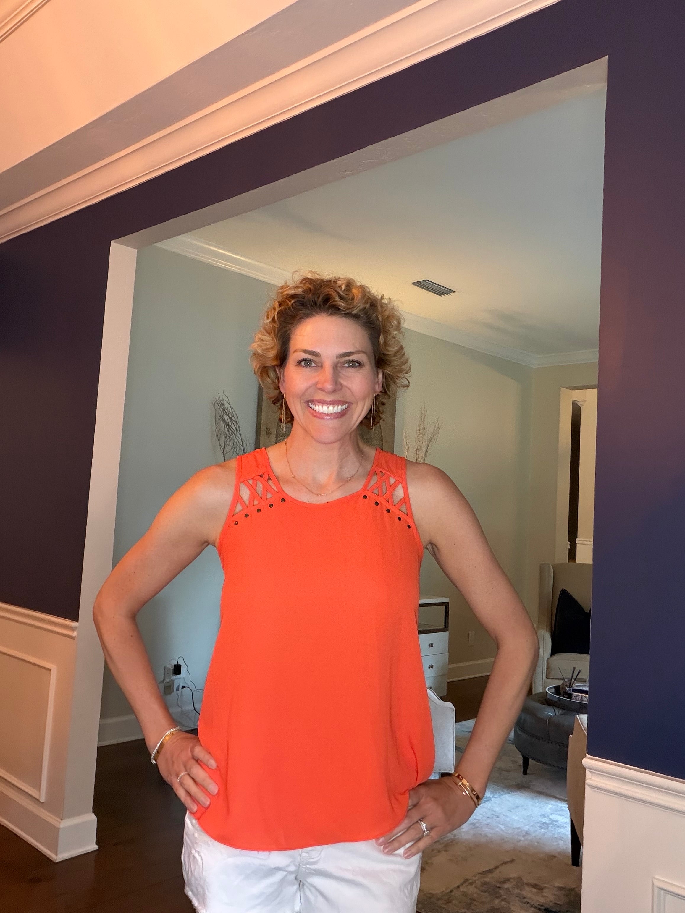 By&By Orange Criss Cross Tank Size Medium