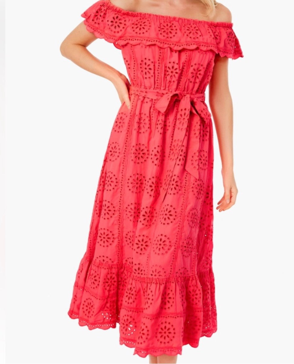 Lilly Pulitzer Liabella Off Shoulder Eyelet Size Small