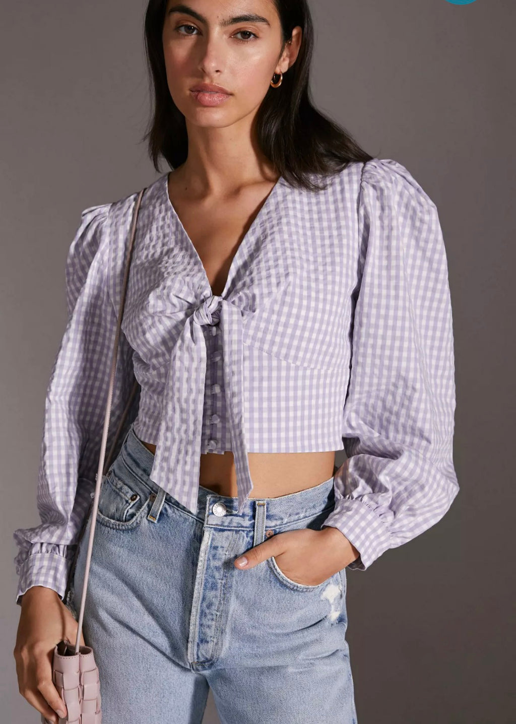 Anthropologie Maeve Cropped Gingham Top - Size Large
