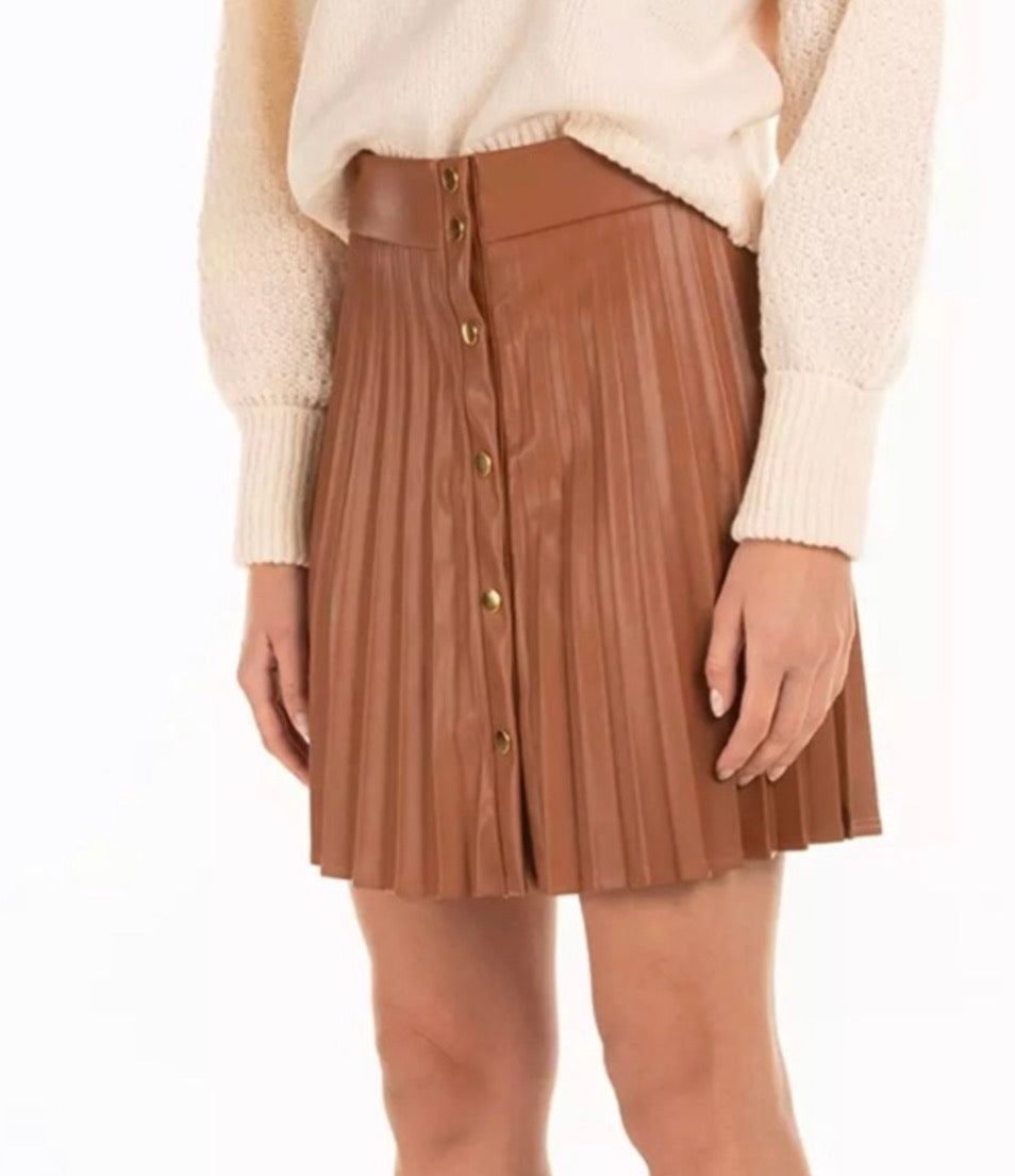 Zara Faux Leather Pleated Skirt - size small/medium