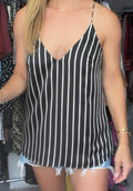 Super Down Striped Tank -  size medium