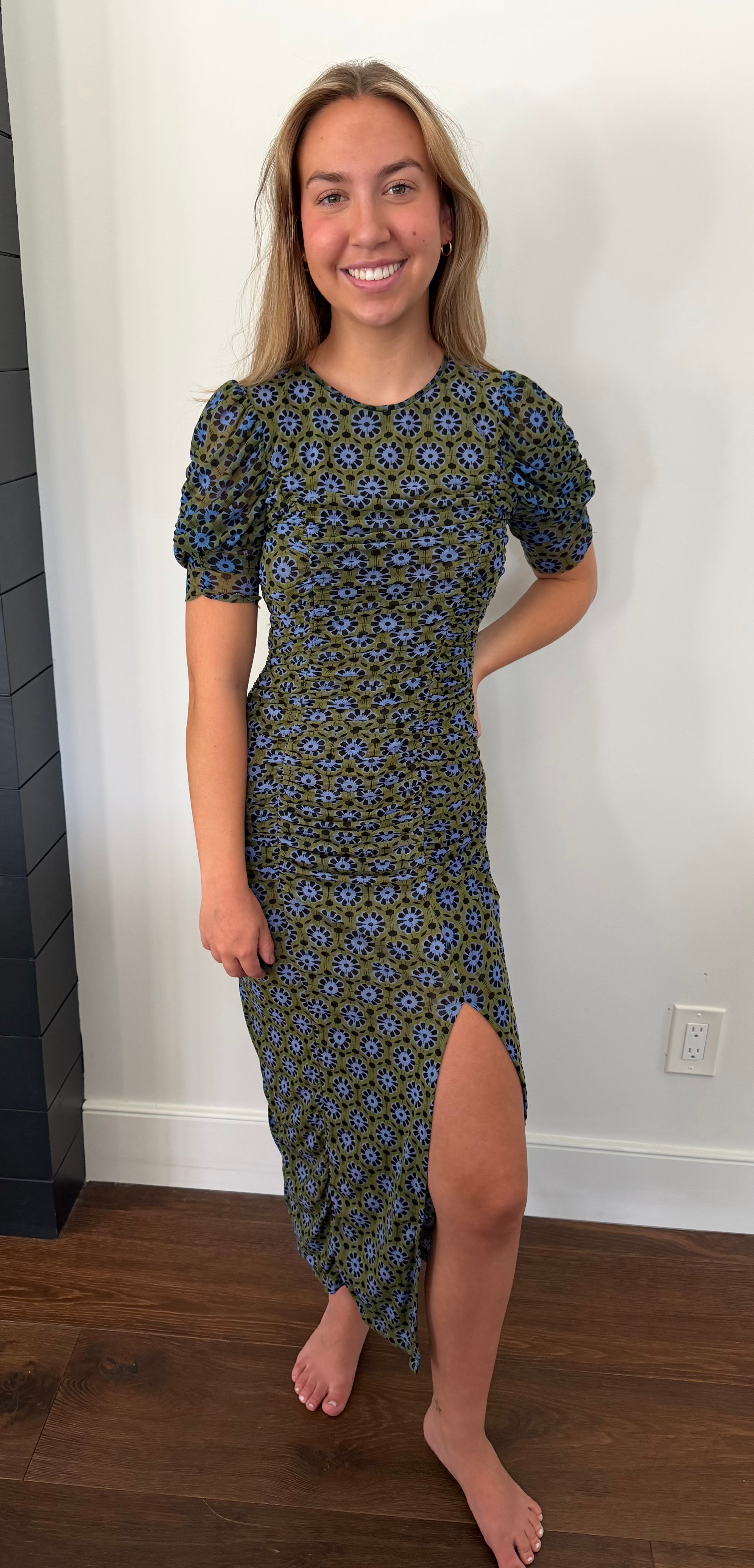 Free People Briella Ruched Midi Dress NWT - size XS
