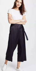 Vince Belted Crossover Culotte Wide Leg Pants - size medium (Kim Chappell)