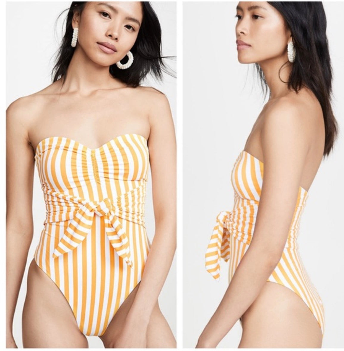 Onia X We Wore What Striped Strapless One Piece Swimsuit NWOT - size large