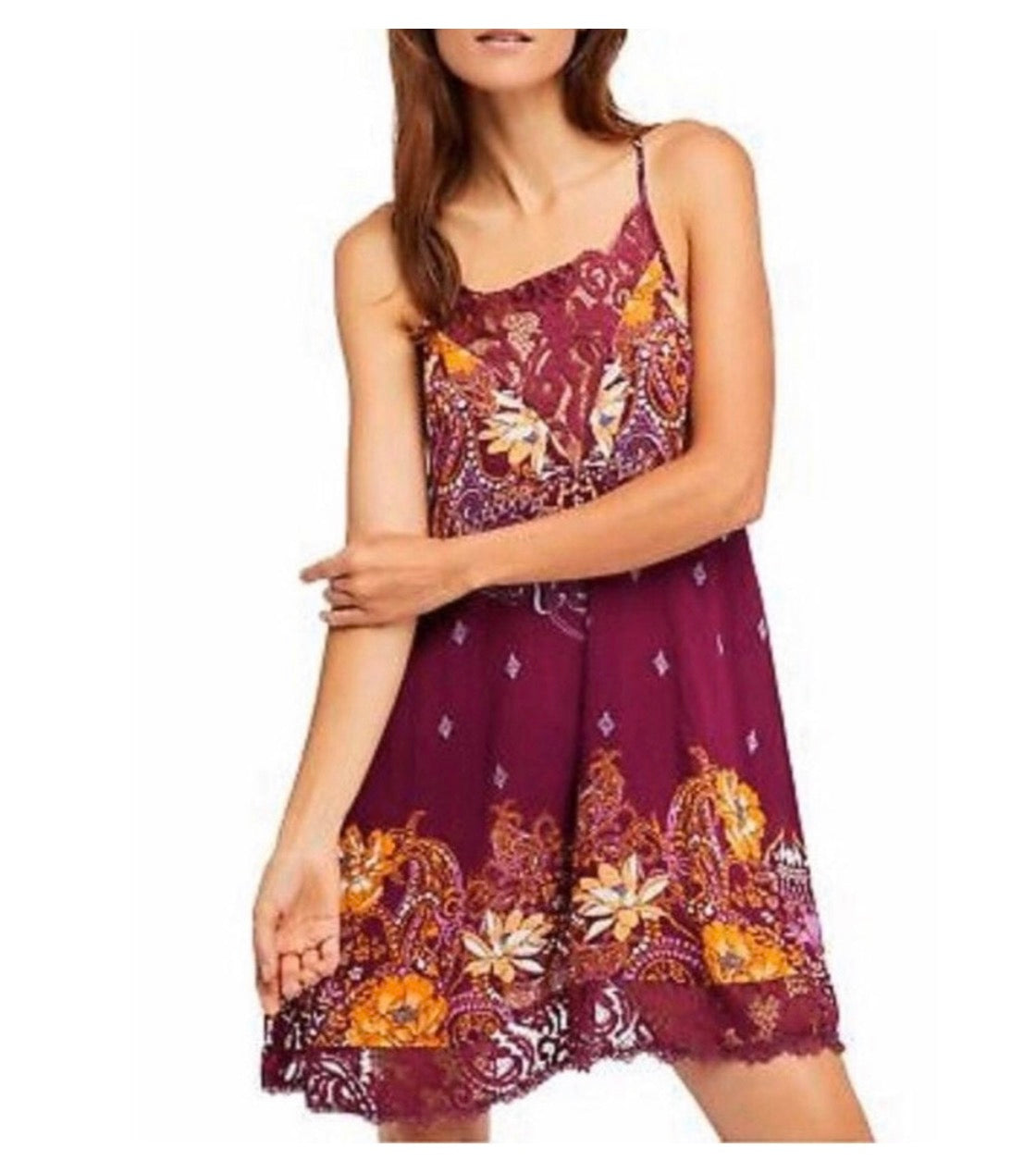 Free People Who's Sorry Now Floral Lace Slip Dress - size small