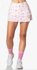 LUCKY IN LOVE COCKTAIL TENNIS SKIRT (small) shimmer pink/multi