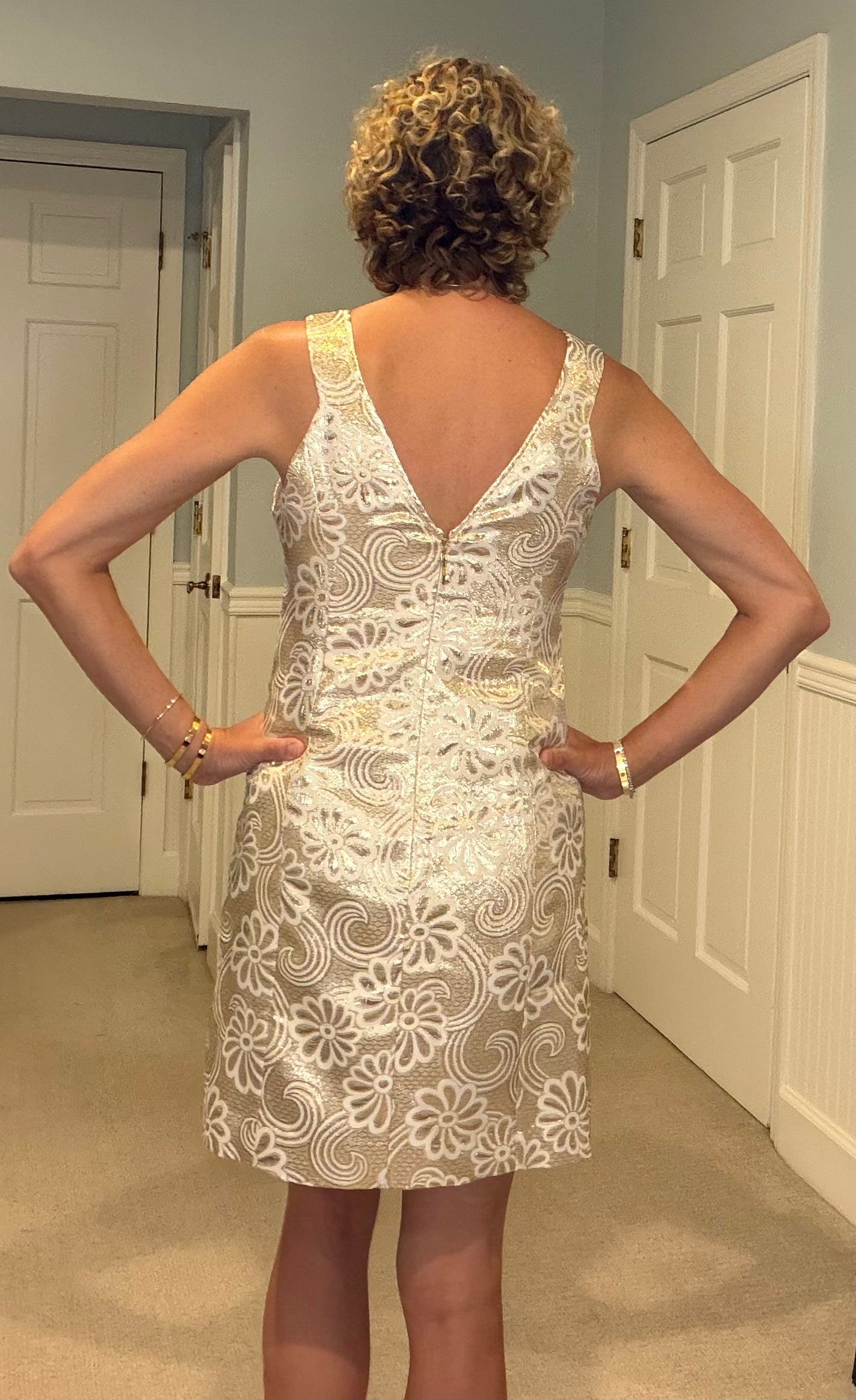 Lilly Pulitzer NWT Gold Metallic Shift Dress Size 6