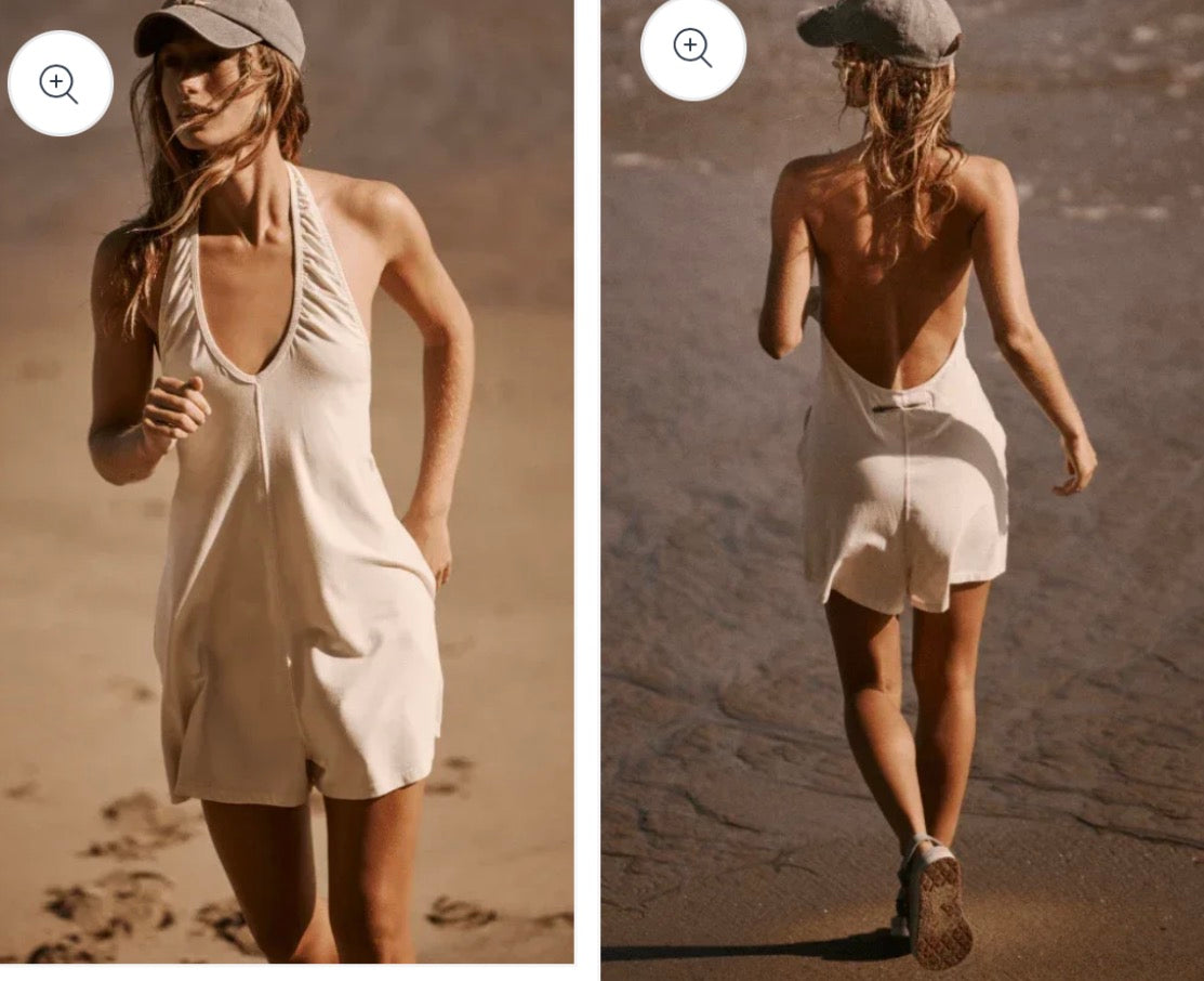 Free People Hot Shot Halter Romper - size medium/large