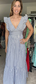Skies are Blue Striped Maxi - size XS (fits small & medium also)