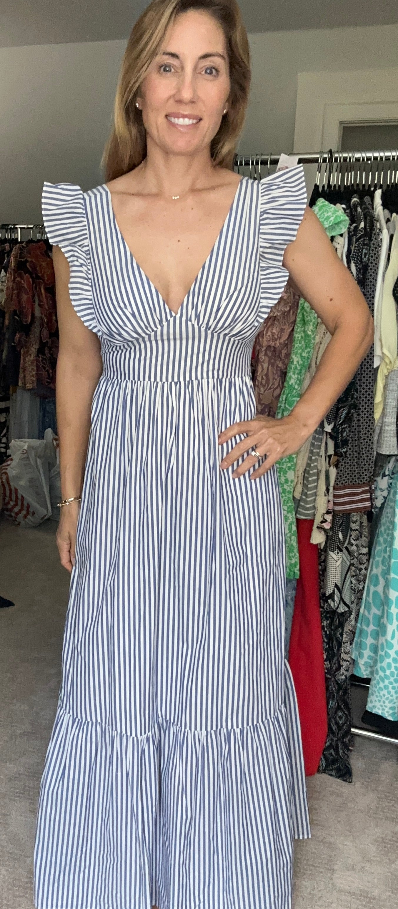Skies are Blue Striped Maxi - size XS (fits small & medium also)