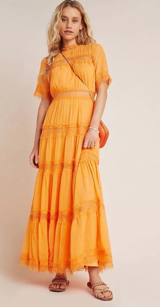 Anthropologie Ranna Gill Chiffon Maxi Dress NWT - size 10P