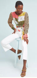 Anthropologie Bl-nk Leopard Patchwork Blouse - size medium
