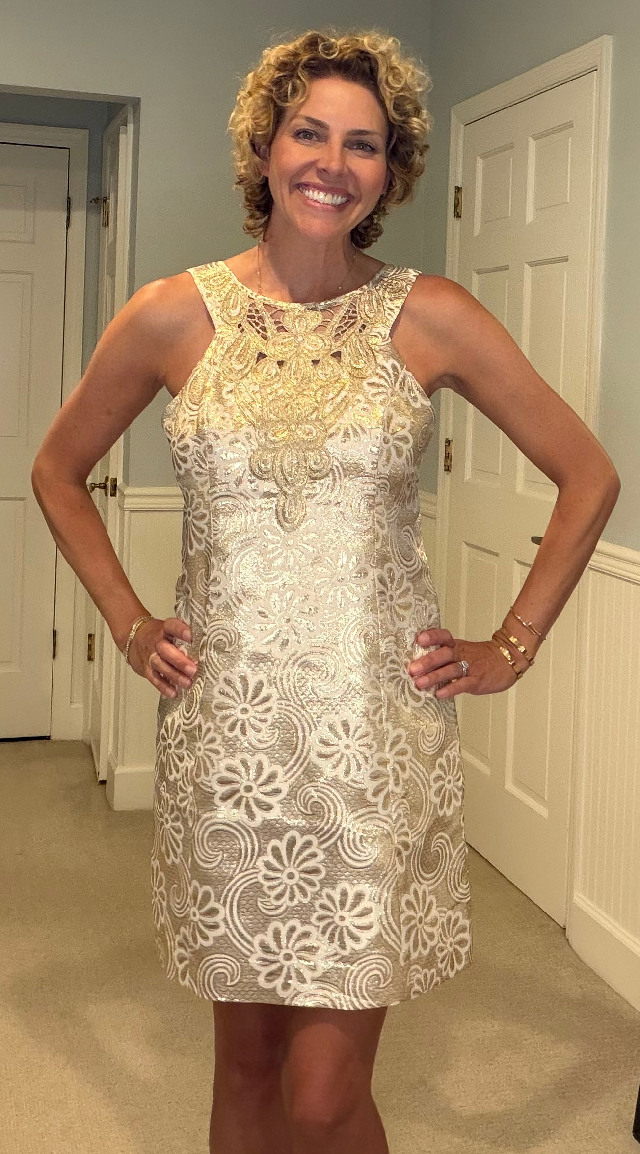 Lilly Pulitzer NWT Gold Metallic Shift Dress Size 6