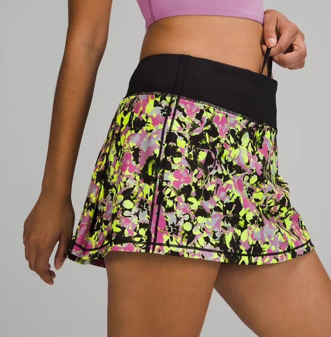 LULULEMON PACE RIVAL SKIRT (6) - Black/yellow/purple