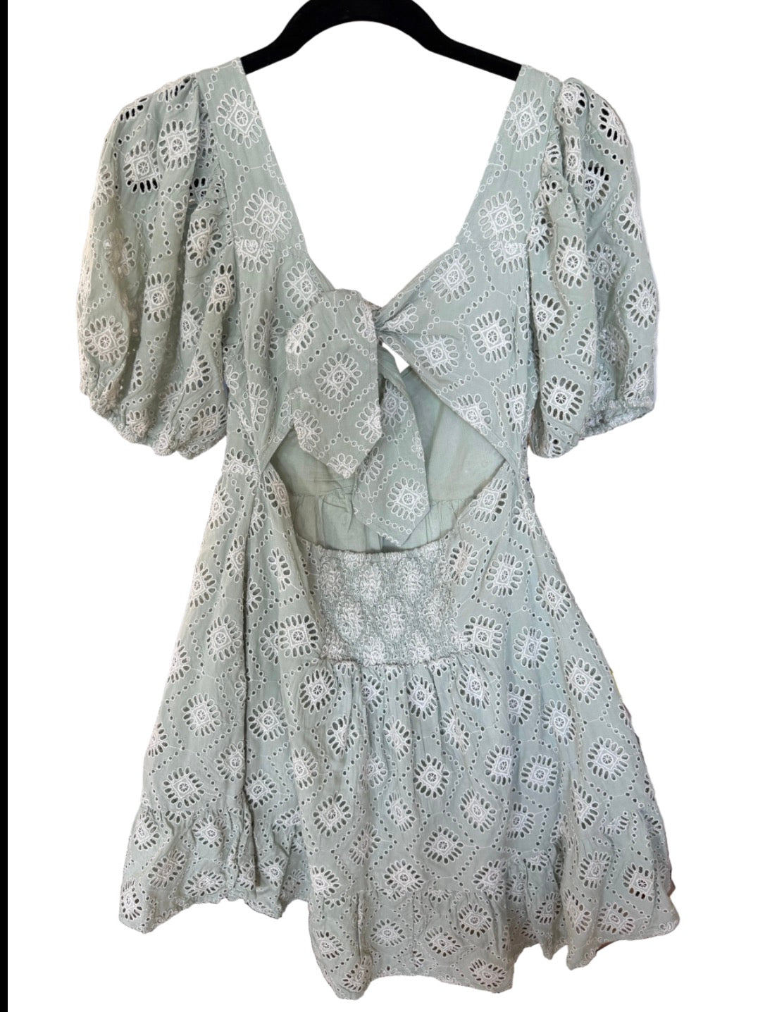 Shore Bubble Sleeve Eyelet Dress - size small