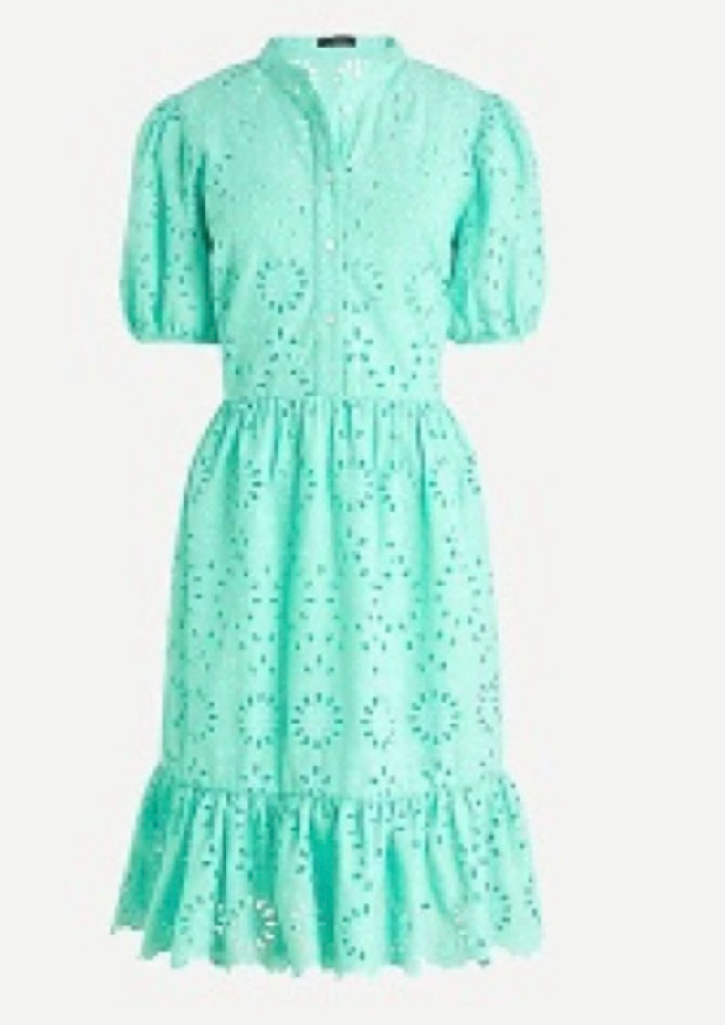 J Crew Puff Sleeve Eyelet Dress- size 10