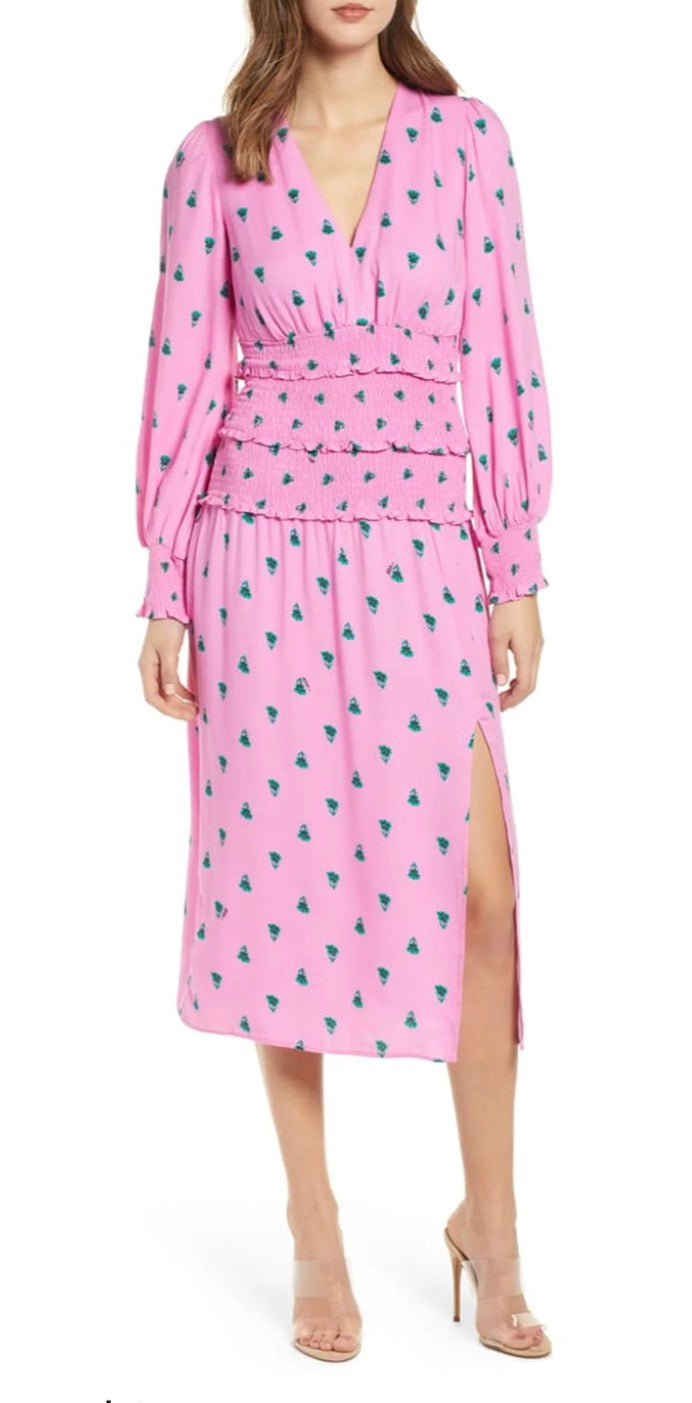 AFRM Hazel Floral Smocked Midi Dress - size medium (Kim Chappell)