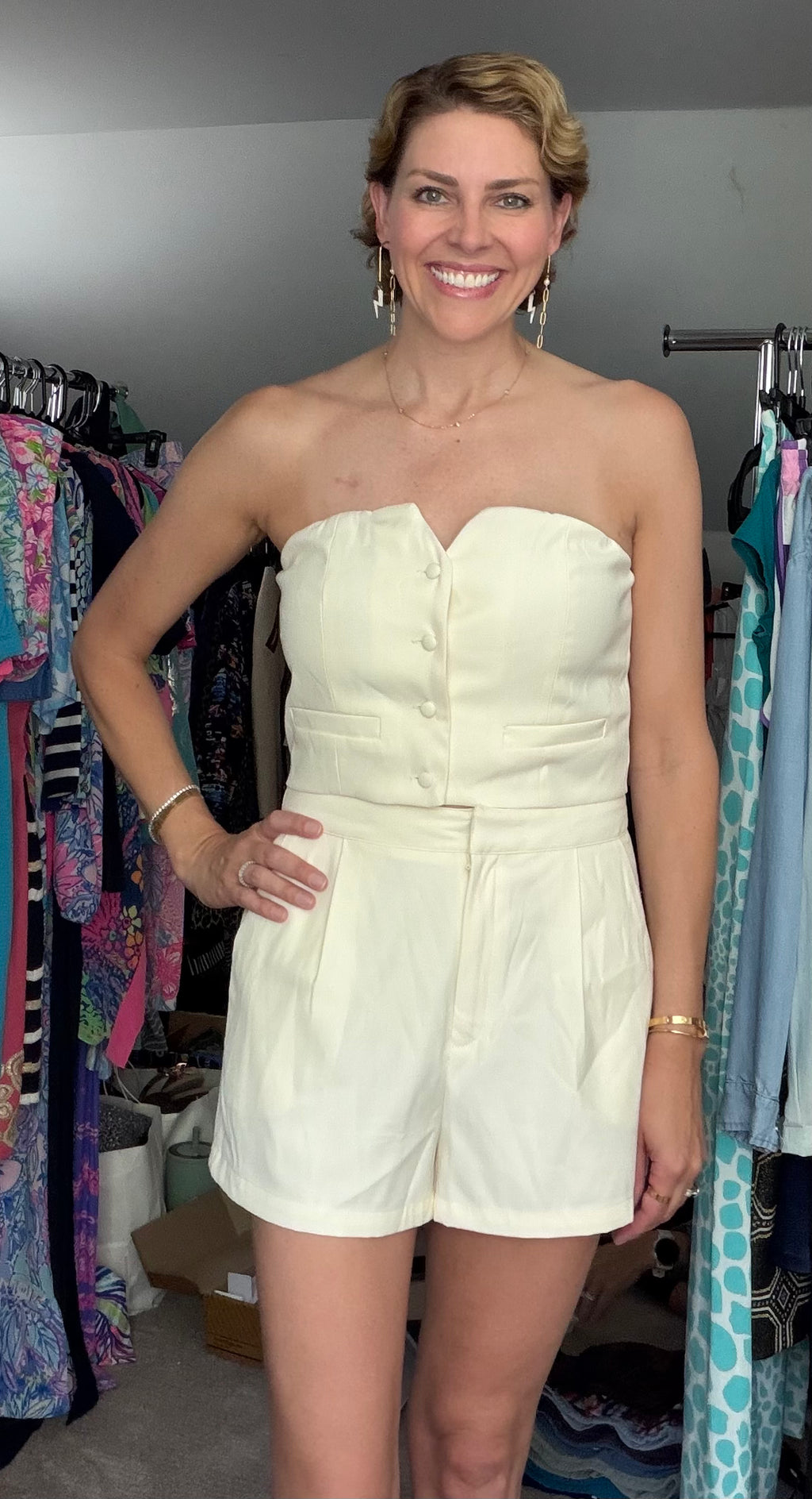 Mable Strapless Button Down Set NWT- size Medium