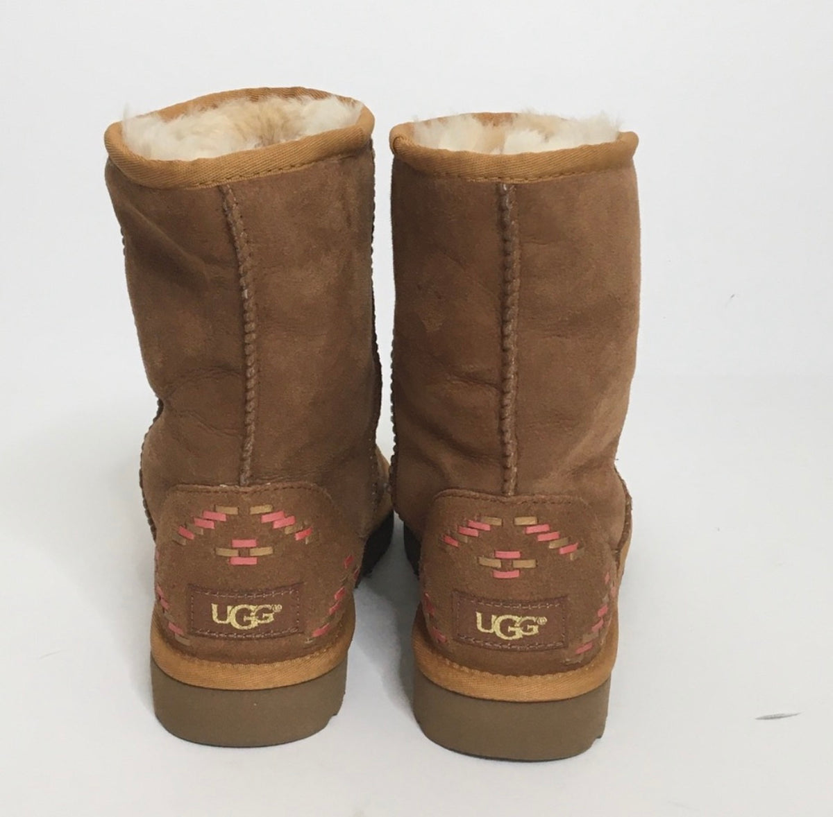 Ugg Classic Suede Rustic Weave Sherpa Boots Size 8