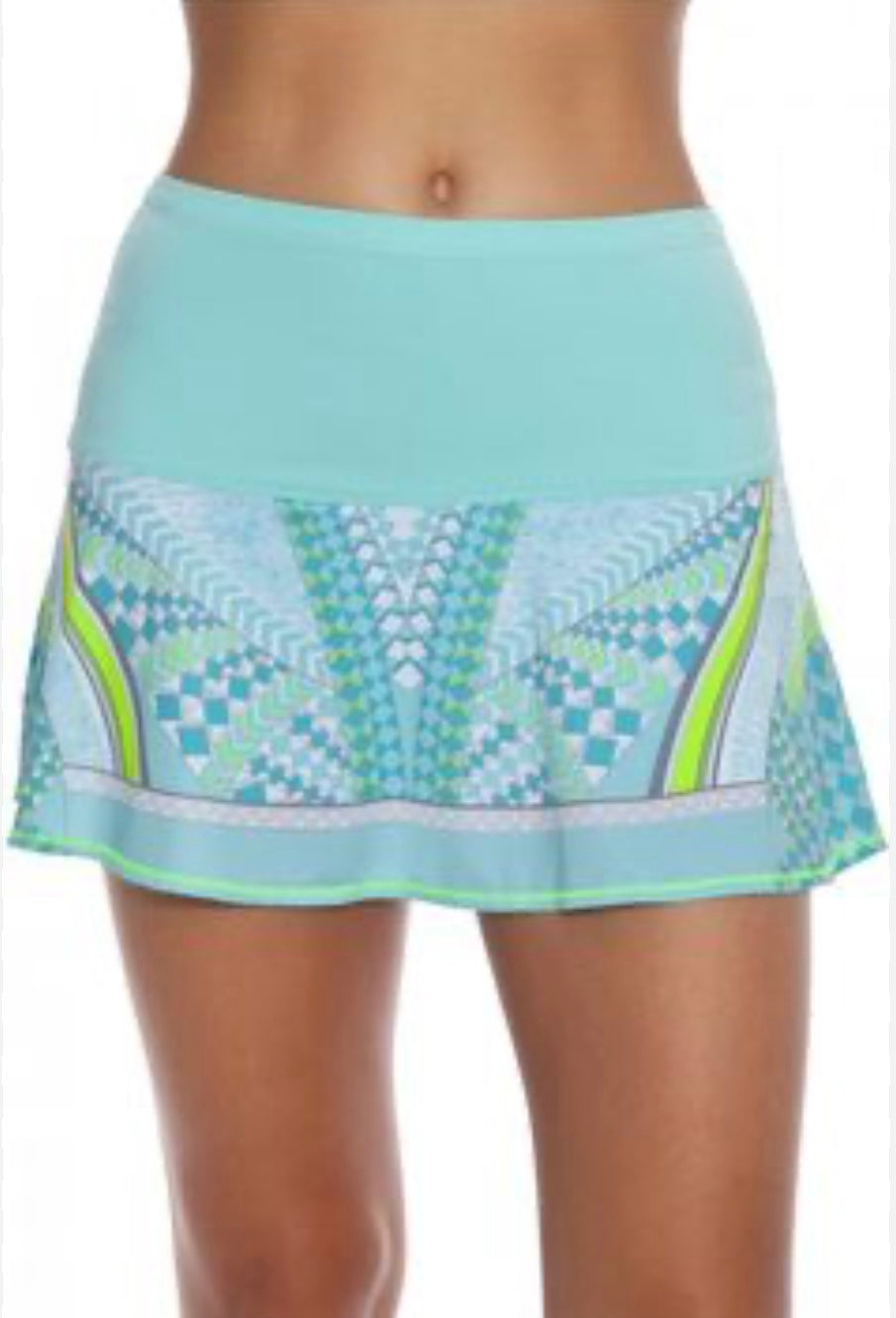 LUCKY IN LOVE TENNIS SKIRT (medium) teal/yellow/white