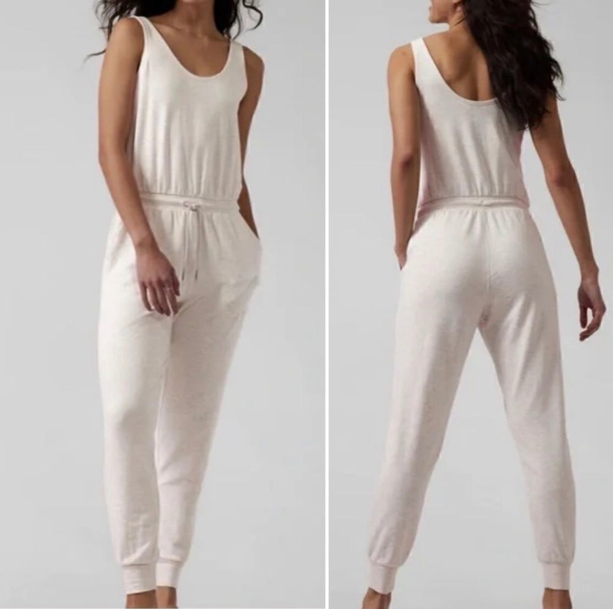 Athletha Cream Jogger Jumpsuit Medium