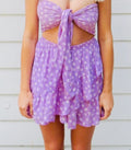 Skylar + Madison Tie Front Floral Cutout Mini Dress - size small/XS