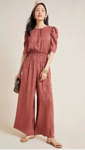 Anthropologie X Current Air Castille Wide-Leg Floral Jacquard Jumpsuit - Size small