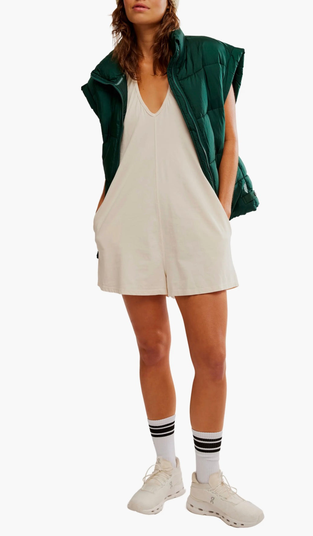 Free People Hot Shot Halter Romper - size medium/large