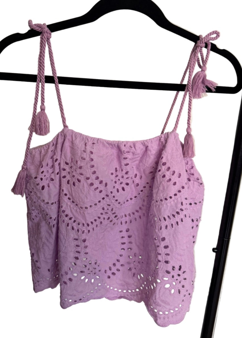 Aqua Eyelet Top - size medium