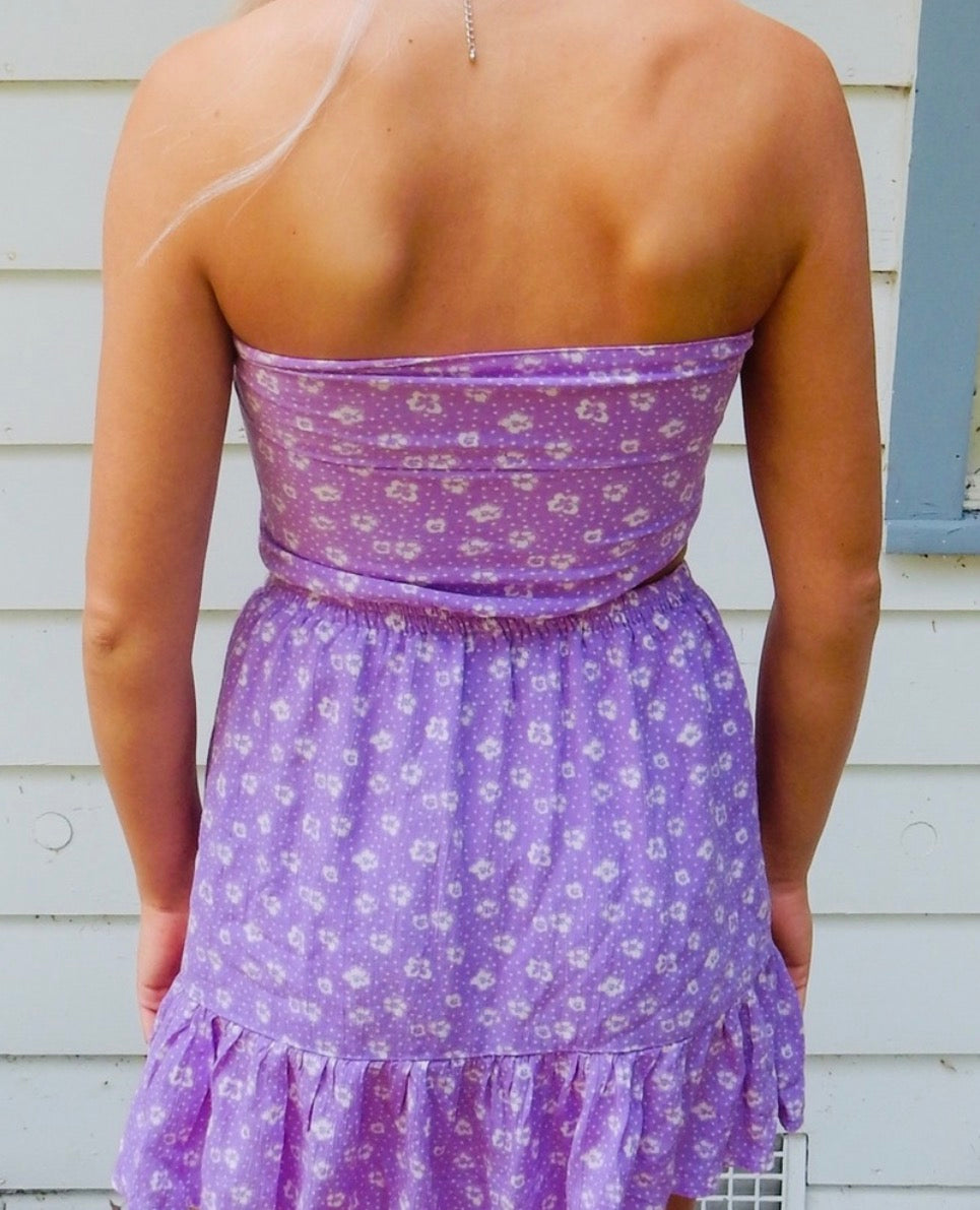 Skylar + Madison Tie Front Floral Cutout Mini Dress - size small/XS