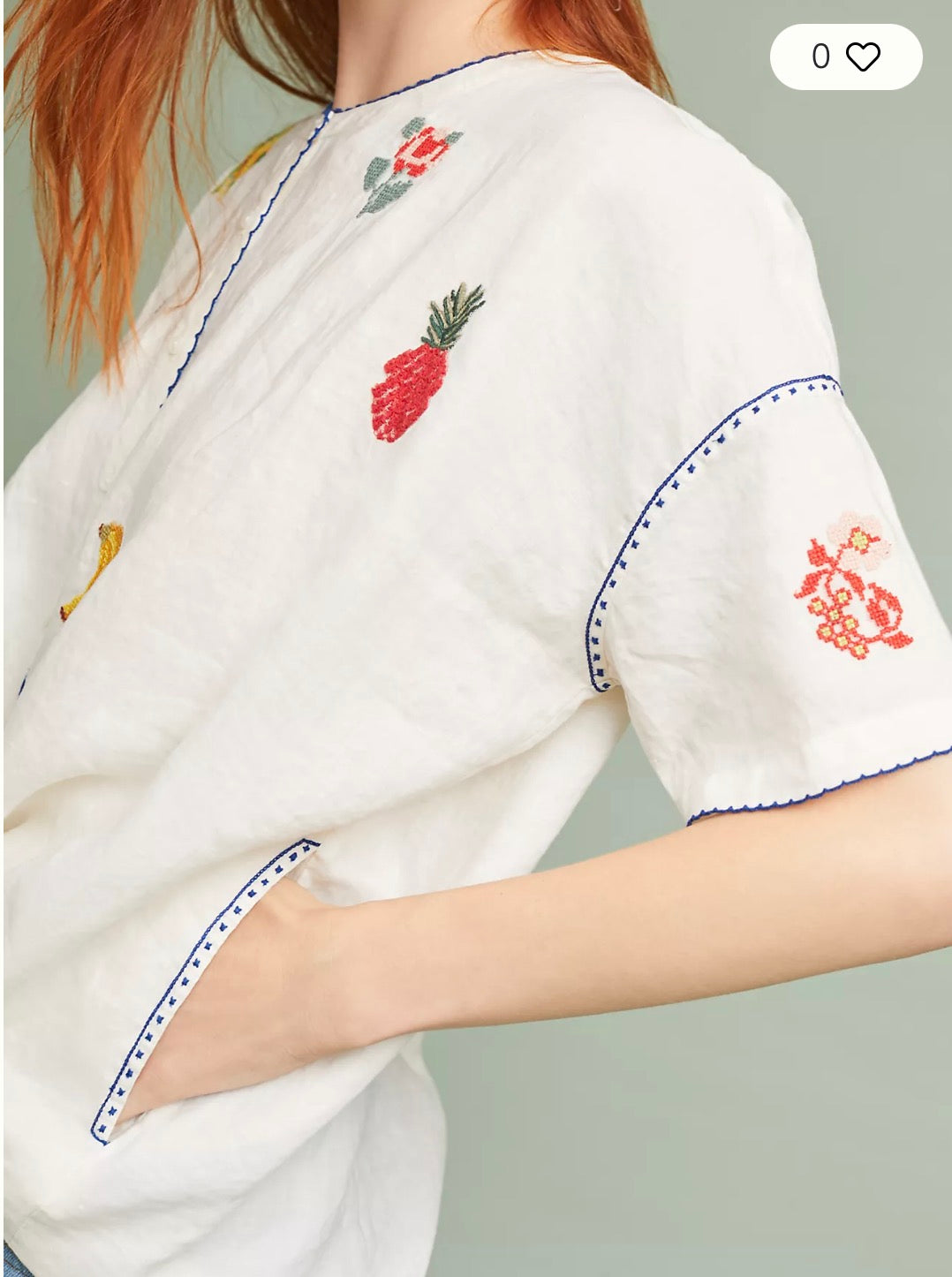 Anthropologie Intropia Fruit Embroidered Top - size small