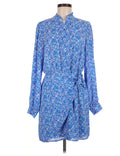 Aqua Long-sleeve Side Tie Dress - size large