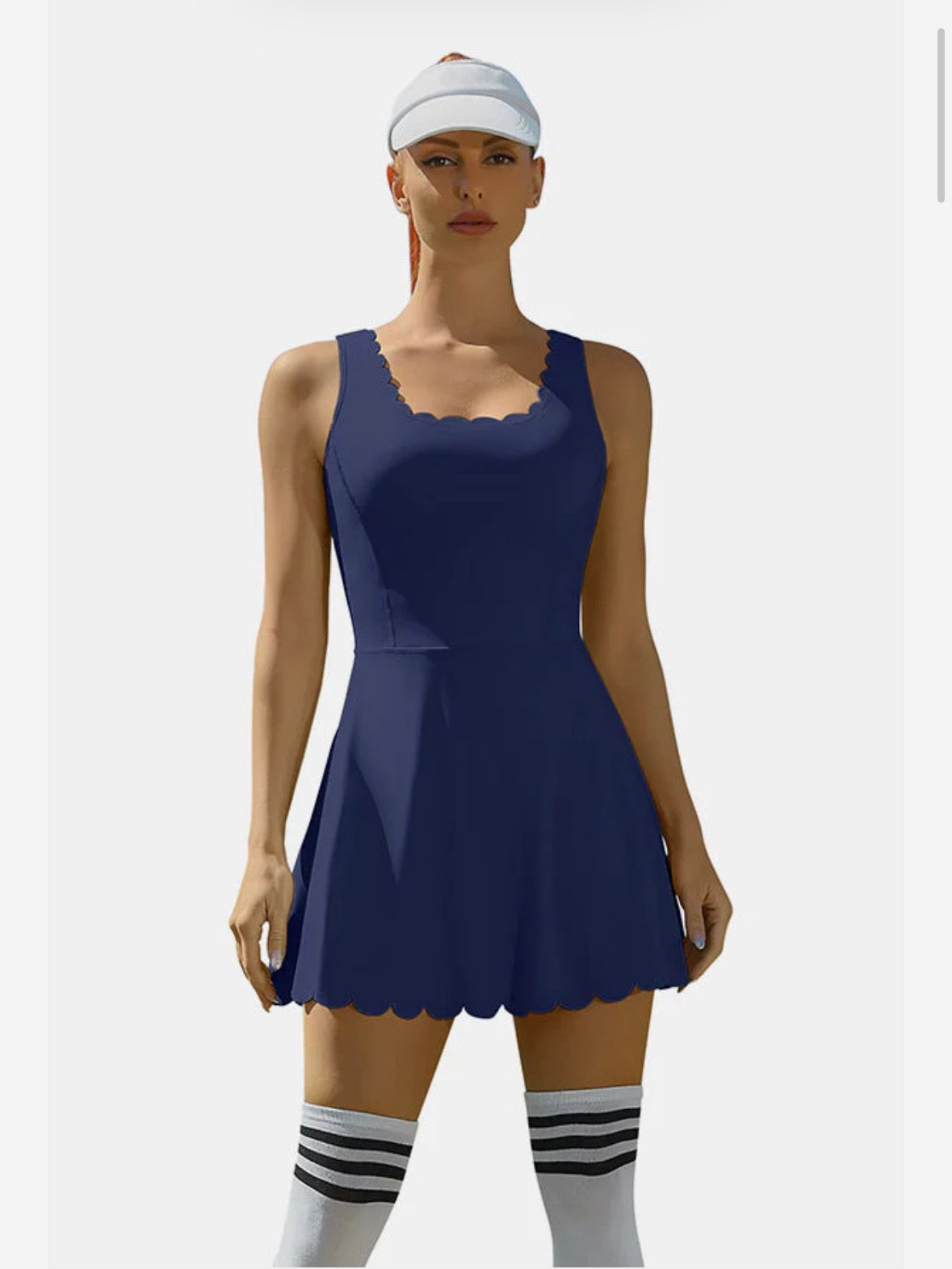 ATTRACO SCALLOPED TENNIS DRESS (small) navy
