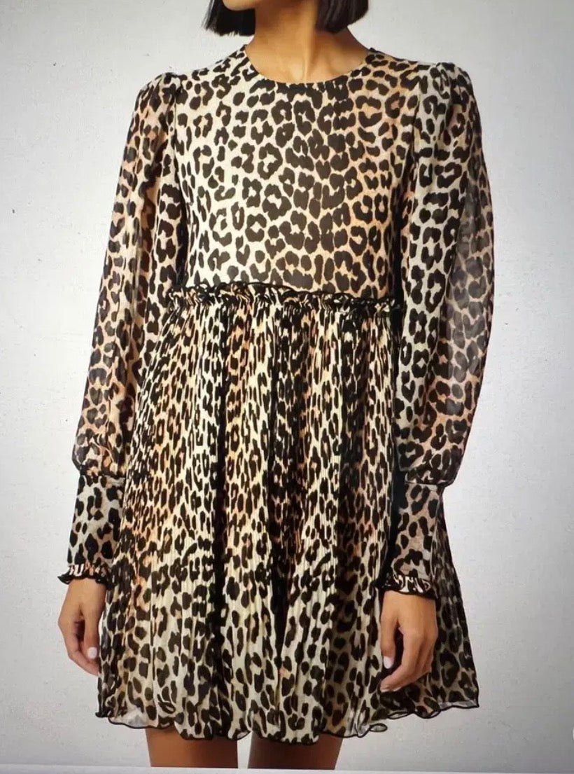 Ganni Brand pleated babydoll dress Size 34 (2)