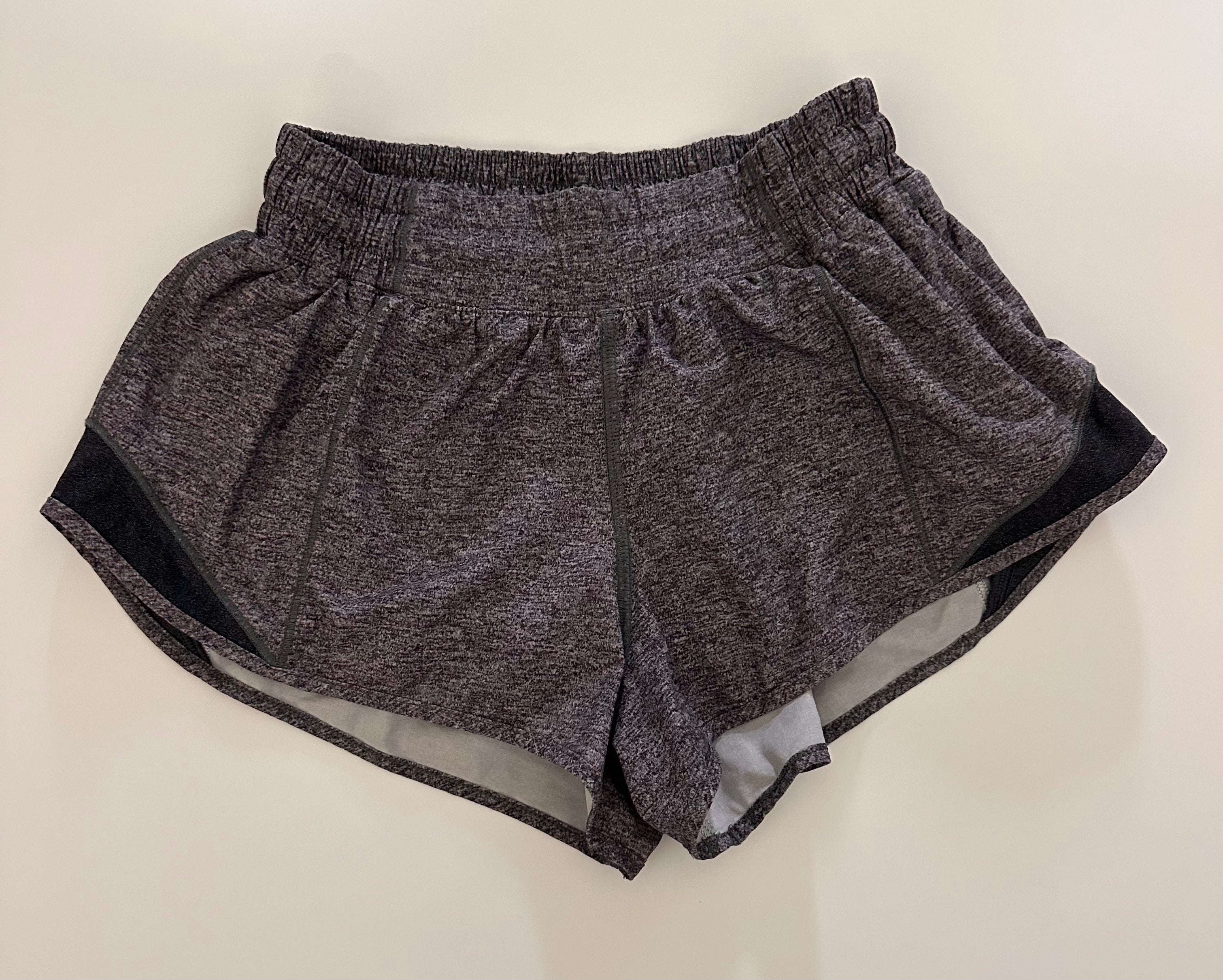 LULULEMON HOTTY HOT SHORTS (size says 4, but measures size 2) - heather gray