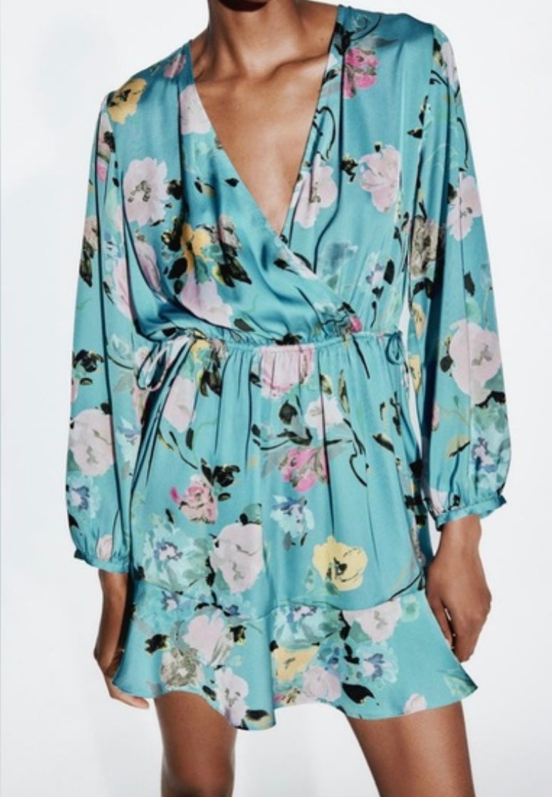 Zara Silk Side Tie Dress- size XL