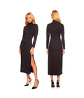 Susana Monaco Long Sleeve Turtleneck Slit Midi/Maxi Dress - size large